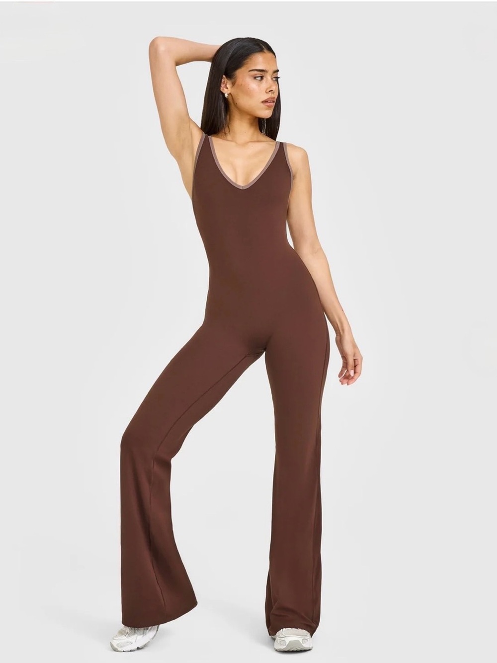 ONER ACTIVE Brown V-Neck Sleeveless Jumpsuit